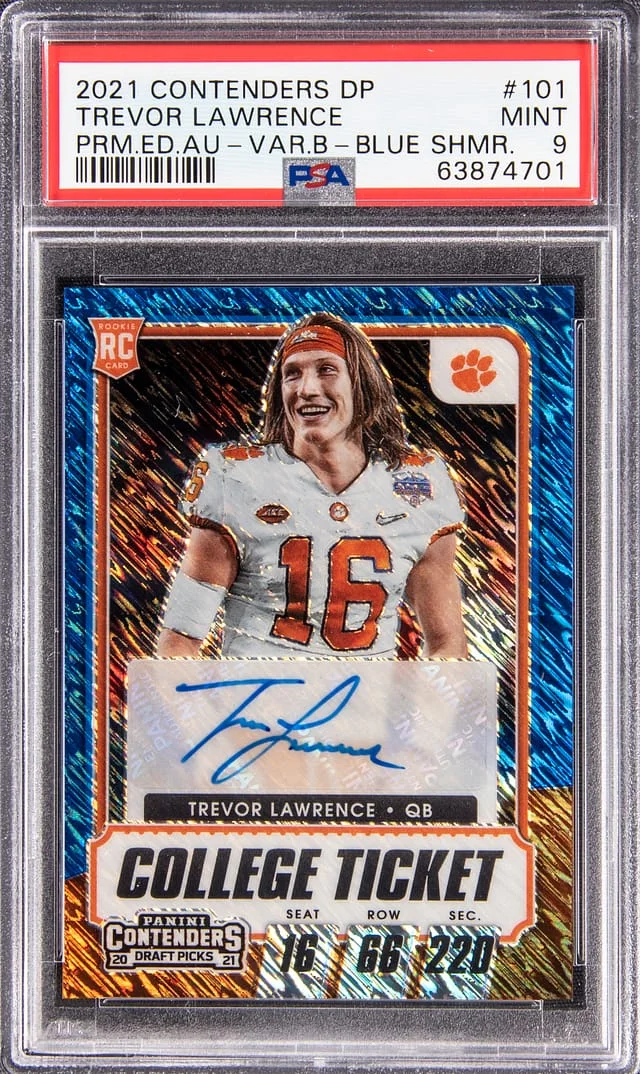 2021 Panini Contenders Draft Picks Trevor Lawrence Premium Edition Autographs Variation A #101 card image