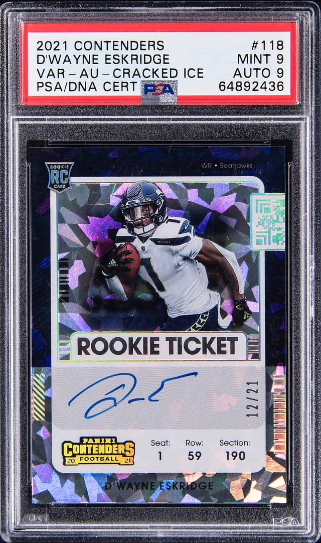 2021 Panini Contenders D'Wayne Eskridge Ticket Autographs Variation Cracked Ice #118 card image