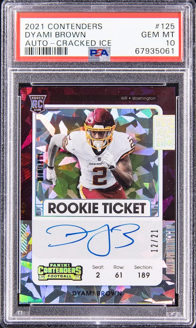 2021 Panini Contenders Dyami Brown Autograph Cracked Ice #125 card image