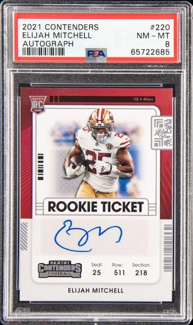 2021 Panini Contenders Elijah Mitchell Autograph #220 card image
