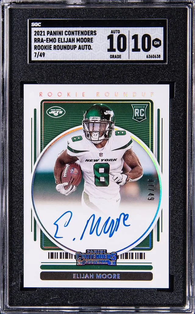2021 Panini Contenders Elijah Moore Roundup Auto #RRA-EMO card image