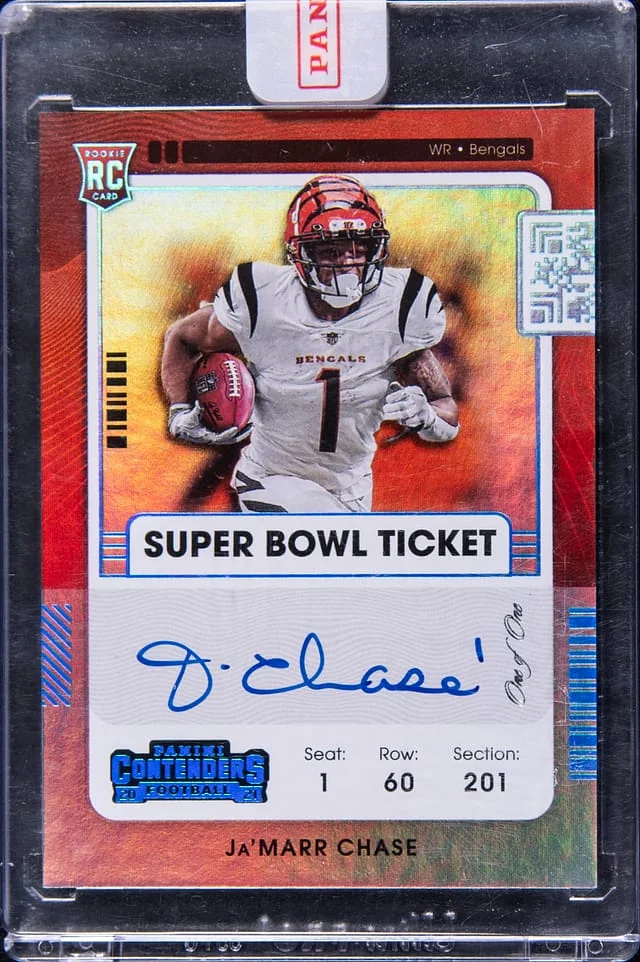 2021 Panini Contenders Ja'Marr Chase Super Bowl Ticket Autograph #105 card image