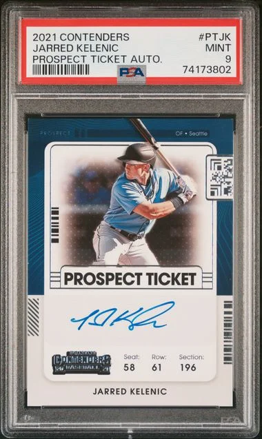 2021 Panini Contenders Jarred Kelenic Prospect Ticket Autographs #PTJK card image