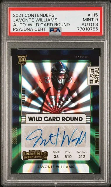 2021 Panini Contenders Javonte Williams Autograph-Wild Card Round #115 card image