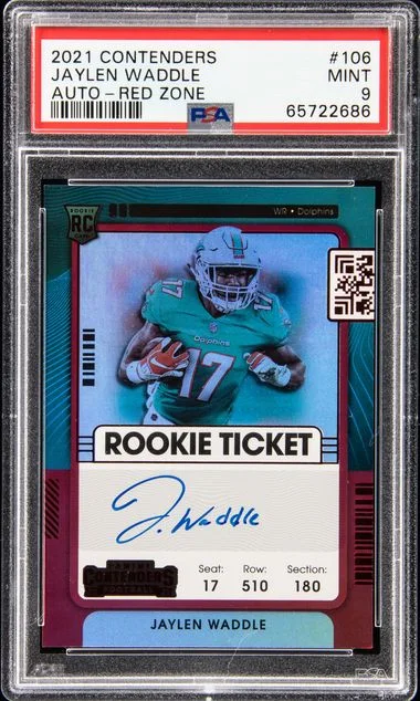 2021 Panini Contenders Jaylen Waddle Autograph-Red Zone #106 card image