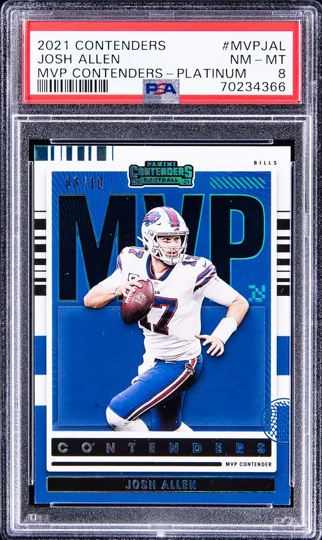 2021 Panini Contenders Josh Allen MVP Contenders Platinum #MVPJAL card image