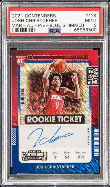 2021 Panini Contenders Josh Christopher Variation-Autograph-Premium Edition-Blue Shimmer #124 card image