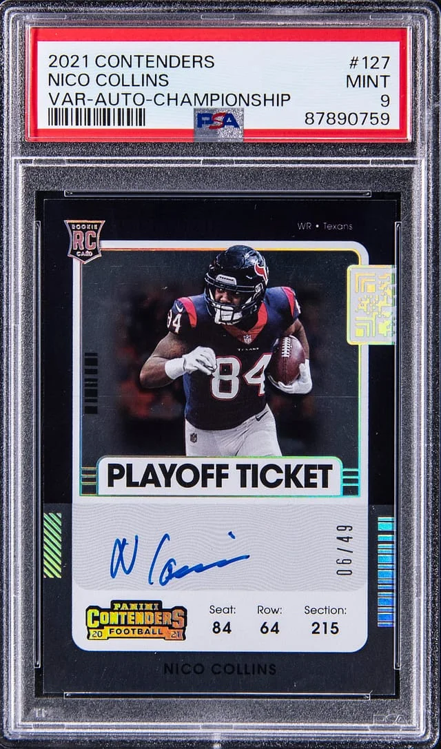 2021 Panini Contenders Nico Collins Variation Autograph Championship #127 card image
