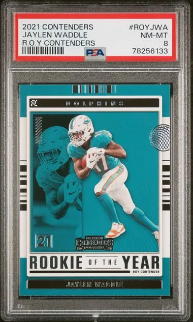 2021 Panini Contenders Of The Year Contenders Royjwa Jaylen Waddle #no-number card image