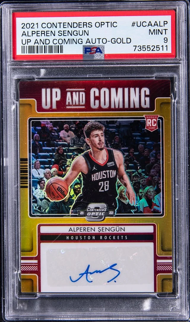 2021 Panini Contenders Optic Alperen Sengun Up and Coming Autograph Gold #UCAALP card image