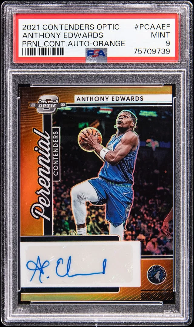 2021 Panini Contenders Optic Anthony Edwards Perennial Contenders Auto Orange #PCAAEF card image