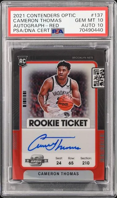 2021 Panini Contenders Optic Cameron Thomas Autograph-Red #137 card image