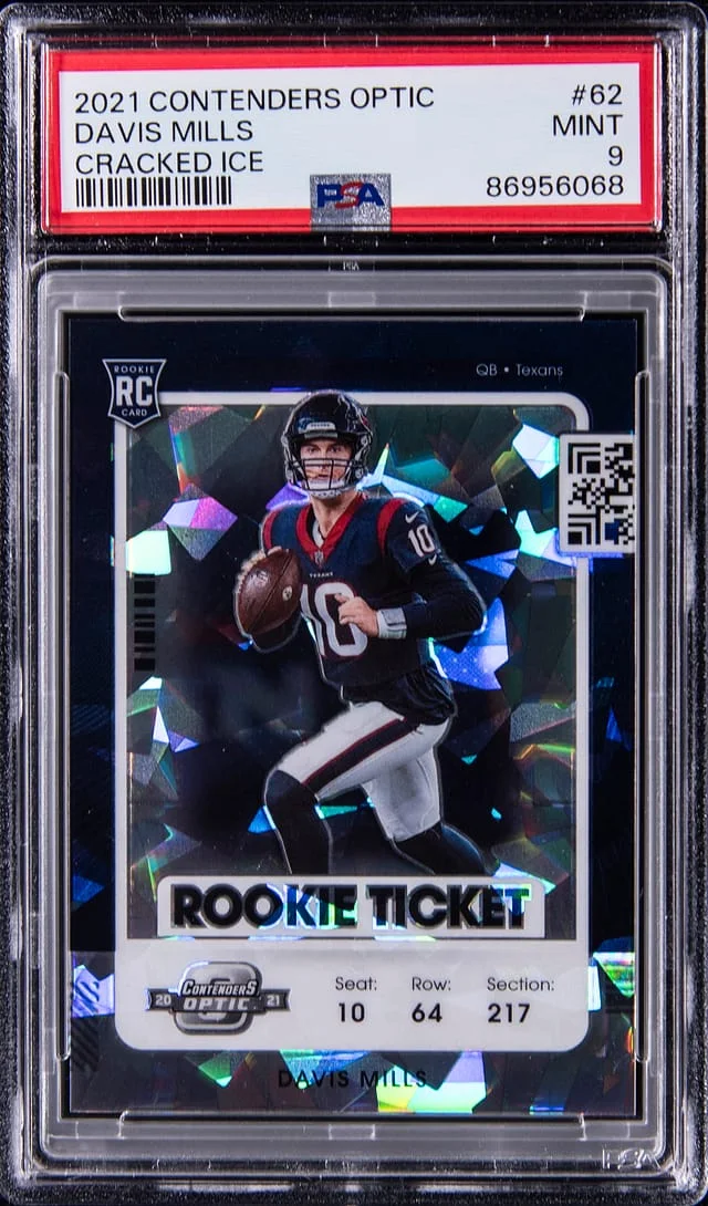 2021 Panini Contenders Optic Davis Mills Cracked Ice #62 card image