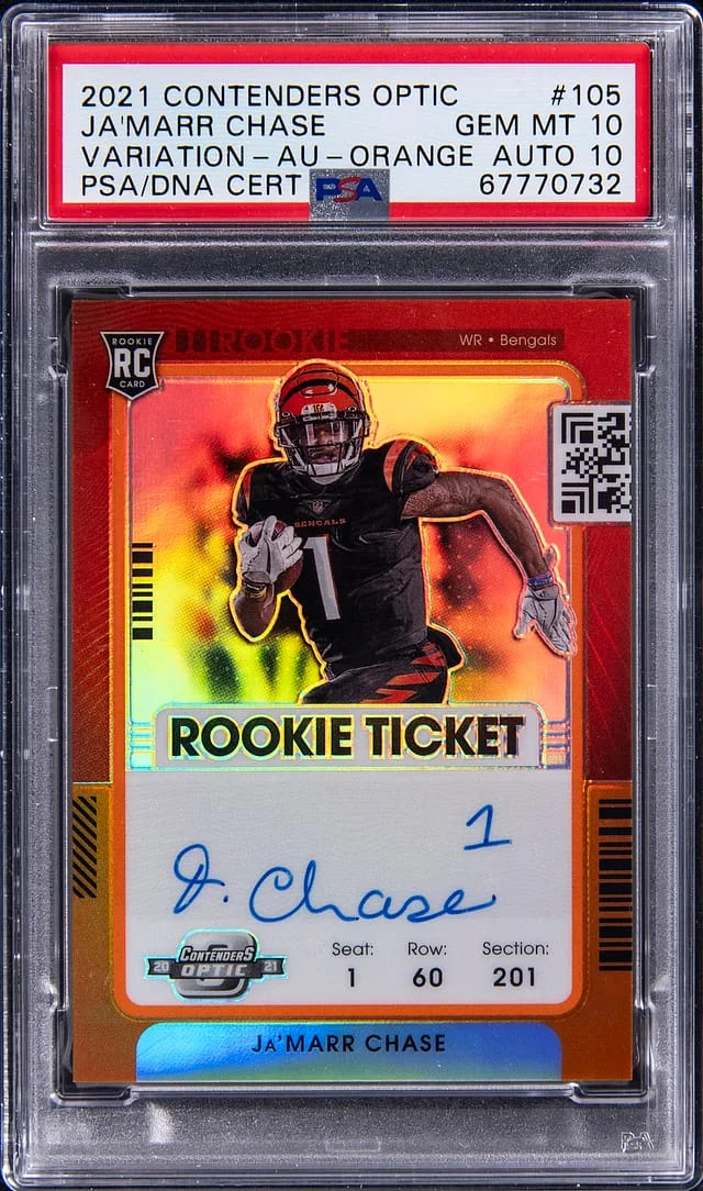 2021 Panini Contenders Optic Ja'Marr Chase Autograph #105 card image