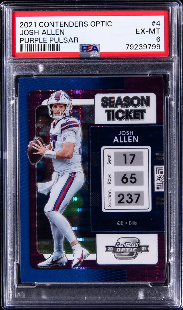 2021 Panini Contenders Optic Josh Allen Purple Pulsar #4 card image