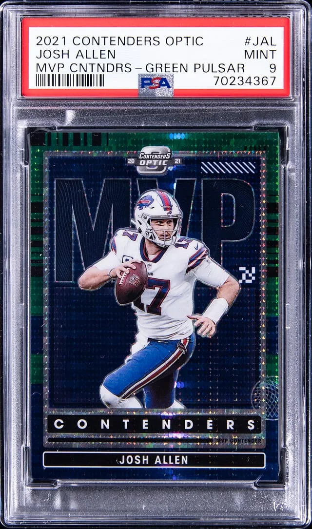 2021 Panini Contenders Optic Josh Allen MVP Contenders Green Pulsar #JAL card image