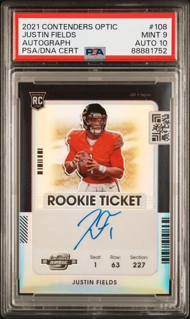 2021 Panini Contenders Optic Justin Fields Autograph #108 card image