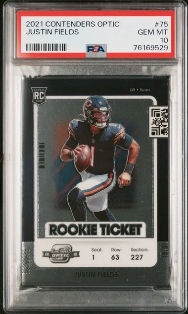 2021 Panini Contenders Optic Justin Fields Blue #75 card image