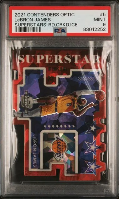 2021 Panini Contenders Optic LeBron James Superstars Red Cracked Ice #5 card image