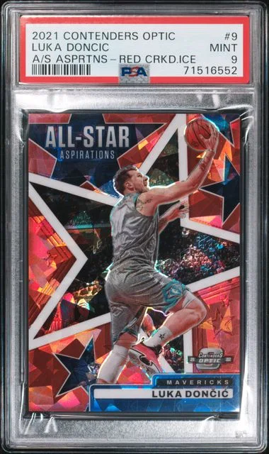 2021 Panini Contenders Optic Luka Doncic All-Star Aspirations Red Cracked Ice #9 card image