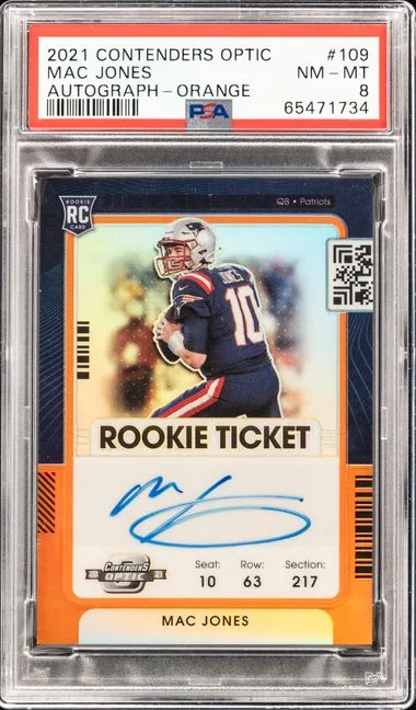 2021 Panini Contenders Optic Mac Jones Autograph-Orange #109 card image