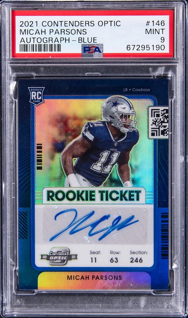 2021 Panini Contenders Optic Micah Parsons Rated Autograph Blue #146 card image