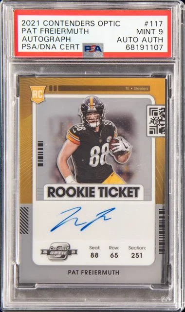 2021 Panini Contenders Optic Pat Freiermuth Ticket Autograph Teal #117 card image