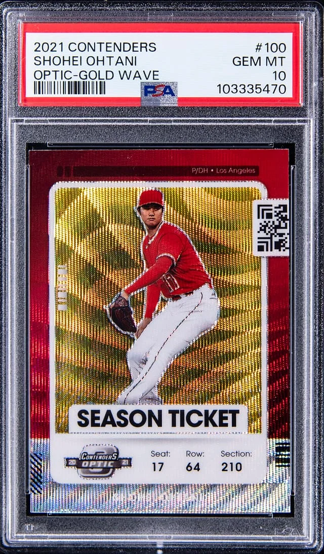 2021 Panini Contenders Optic Shohei Ohtani Gold Wave #100 card image