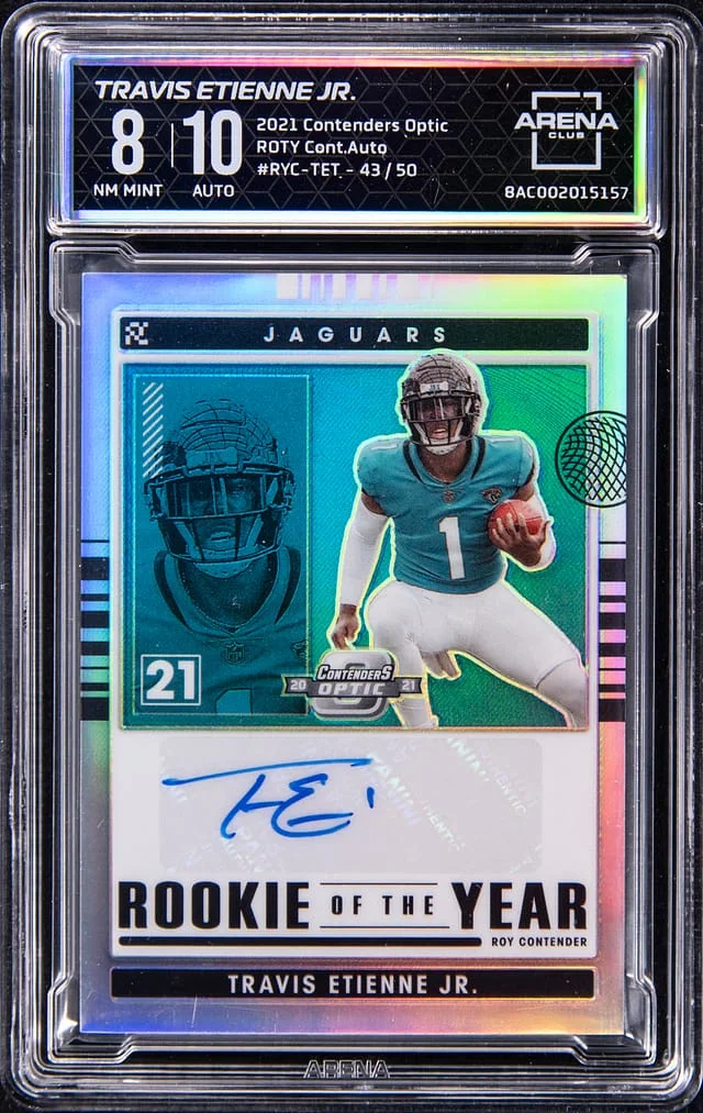 2021 Panini Contenders Optic Travis Etienne Jr. ROTY Contender Autograph #RYC-TET card image