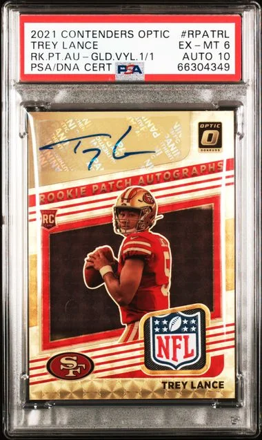 2021 Panini Contenders Optic Trey Lance Patch Autographs #RPATRL card image