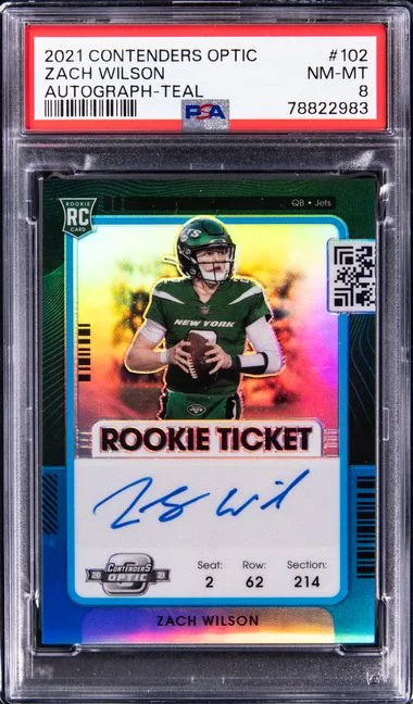 2021 Panini Contenders Optic Zach Wilson Autograph-Teal #102 card image