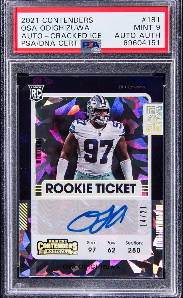 2021 Panini Contenders Osa Odighizuwa Ticket Autograph Cracked Ice #181 card image
