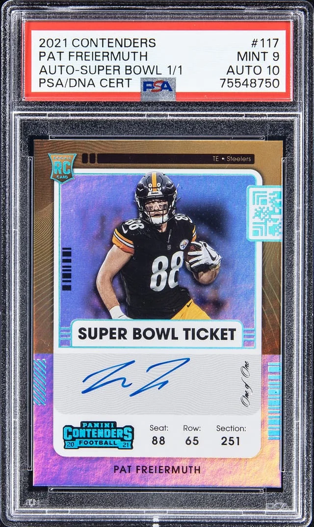 2021 Panini Contenders Pat Freiermuth Ticket Autographs Cracked Ice Variation #117 card image