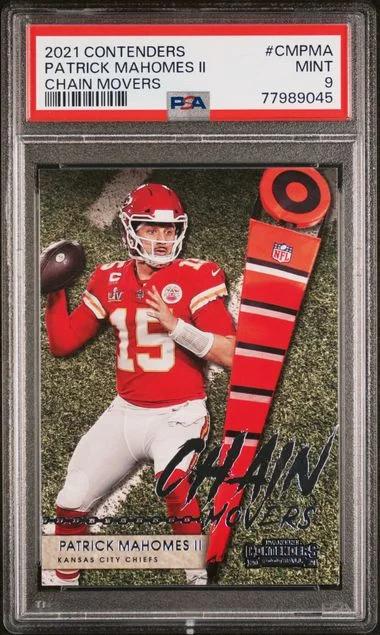 2021 Panini Contenders Patrick Mahomes II Chain Movers #CMPMA card image