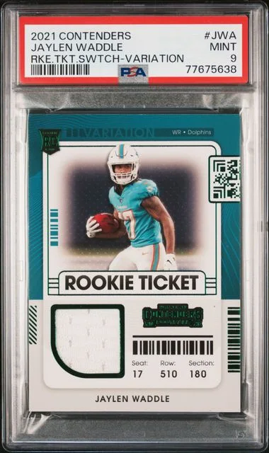 2021 Panini Contenders Ticket Swatches Variation Jwa Jaylen Waddle #no-number card image