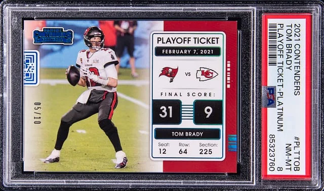 2021 Panini Contenders Tom Brady Playoff Ticket Platinum #PLTTOB card image