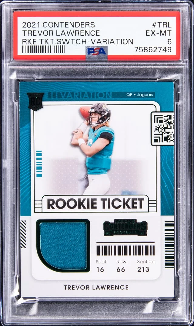 2021 Panini Contenders Trevor Lawrence Ticket Swatch Variation #RSV-TRL card image