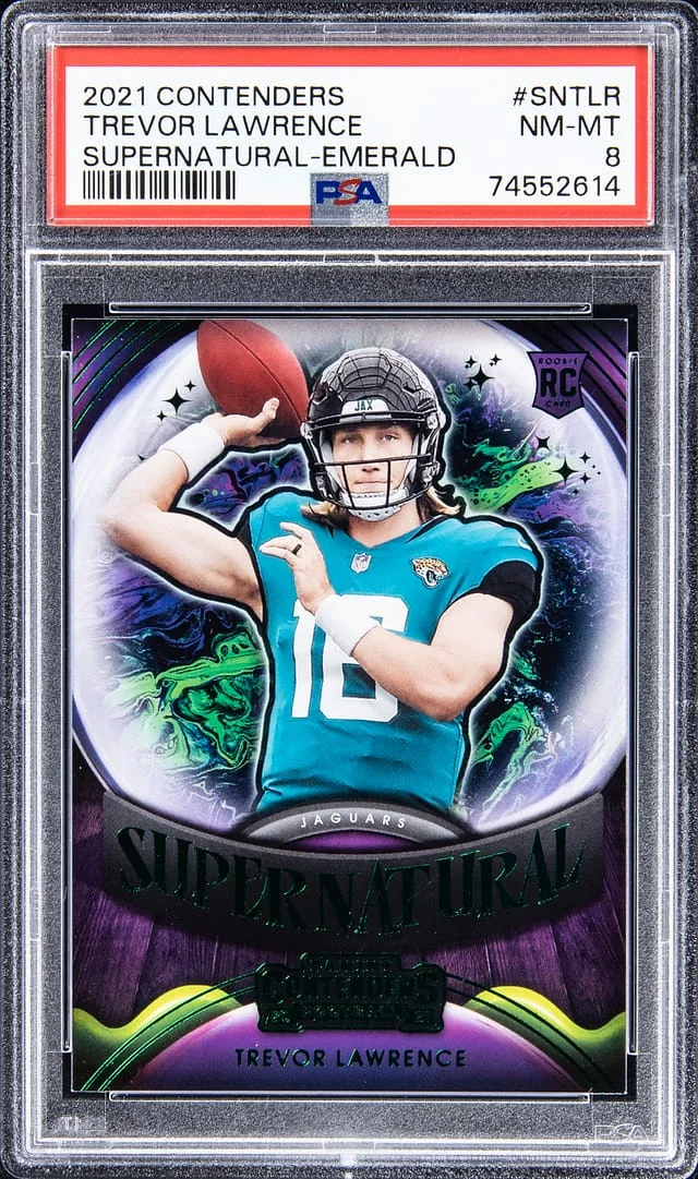 2021 Panini Contenders Trevor Lawrence Supernatural Emerald #SNTRL card image