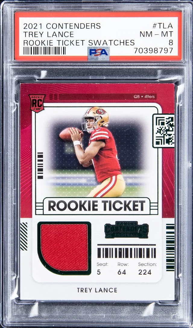 2021 Panini Contenders Trey Lance Ticket Swatches #TLA card image