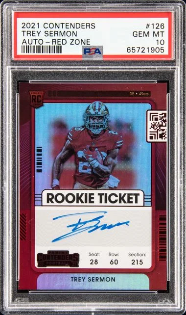 2021 Panini Contenders Trey Sermon Autograph-Red Zone #126 card image