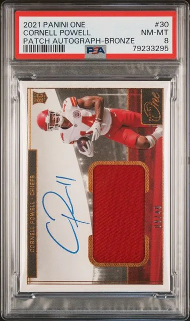 2021 Panini Cornell Powell One Patch Autograph-Bronze #30 card image