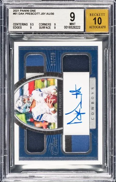 2021 Panini Dak Prescott One Jersey Patch Auto #61 card image