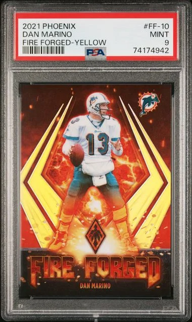 2021 Panini Dan Marino Phoenix Fire Forged Yellow #FF-10 card image