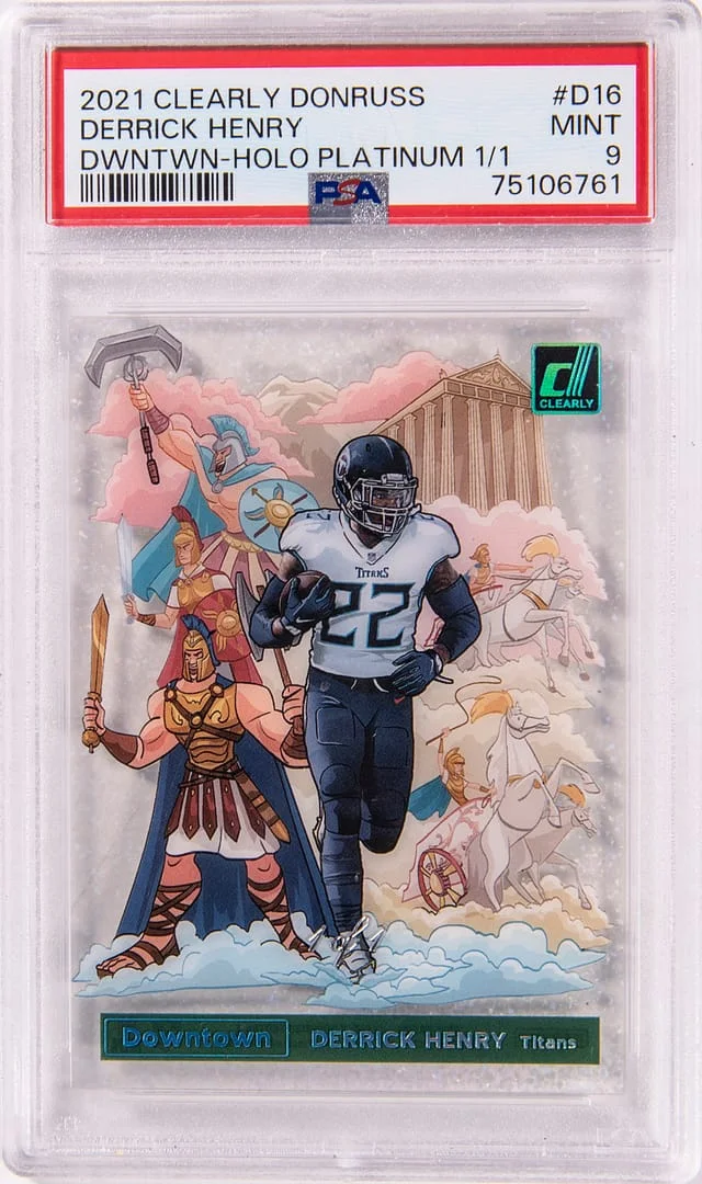 2021 Panini Derrick Henry Clearly Donruss Downtown Holo Platinum #D16 card image
