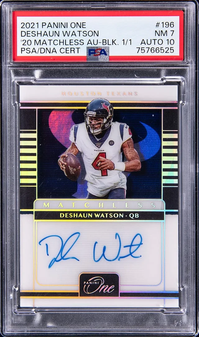 2021 Panini Deshaun Watson One '20 Matchless Autograph Black #196 card image