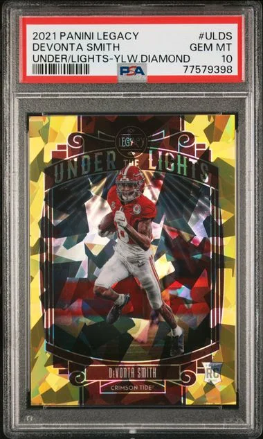 2021 Panini Devonta Smith Legacy Under The Lights Yellow Diamond #ULDS card image
