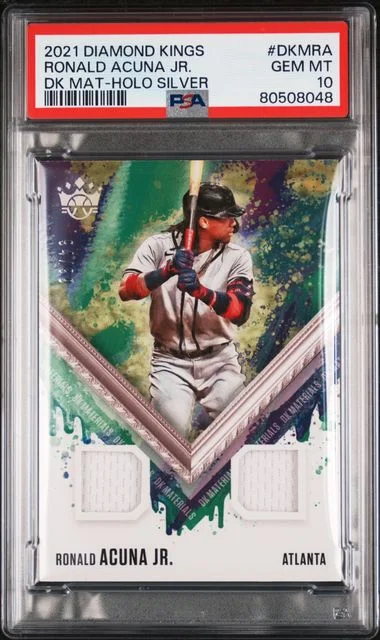2021 Panini Diamond Kings Ronald Acuna Jr. Dk Materials Holo Silver #DKMRA card image