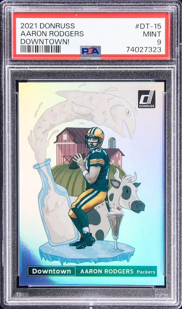 2021 Panini Donruss Aaron Rodgers Downtown #DT-15 card image