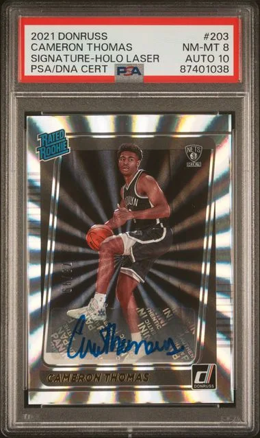 2021 Panini Donruss Cameron Thomas Signature-Holo Laser #203 card image