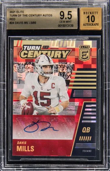 2021 Panini Donruss Davis Mills Elite Turn Of The Century Autographs Red #TTC-DMI card image